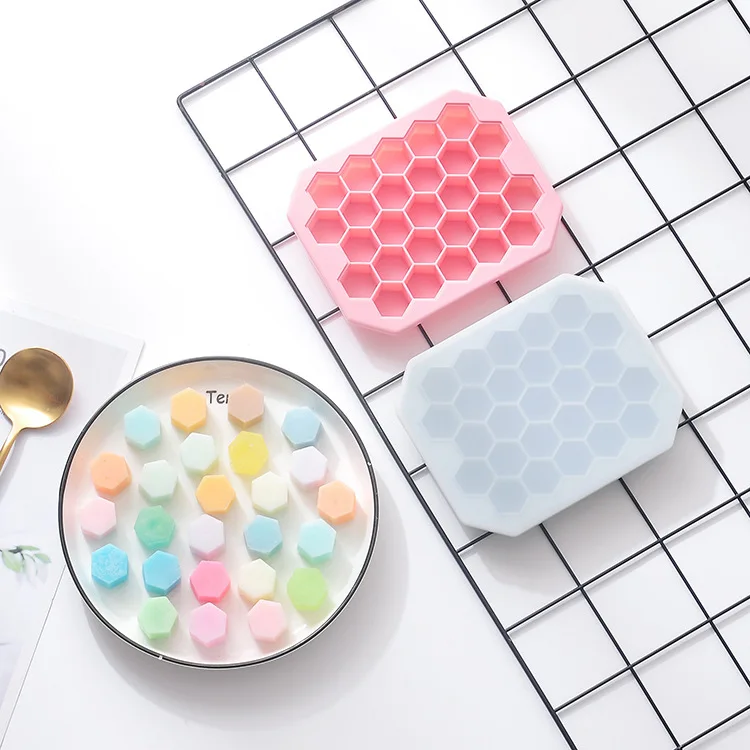 

Best Selling 37 Holes BPA Free Ice Mold Food Grade Silicone Ice Cube Trays 3 Pack, Customize your favorite color