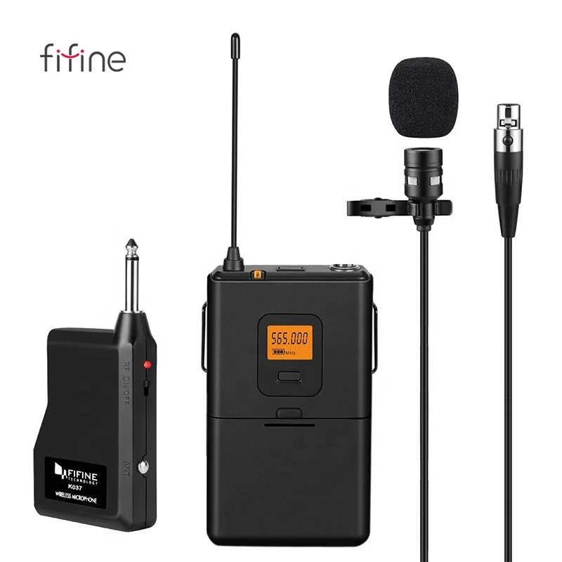 

Fifine K037 High Quality 20-Channel UHF Wireless Lavalier Lapel Microphone System With Portable Receiver