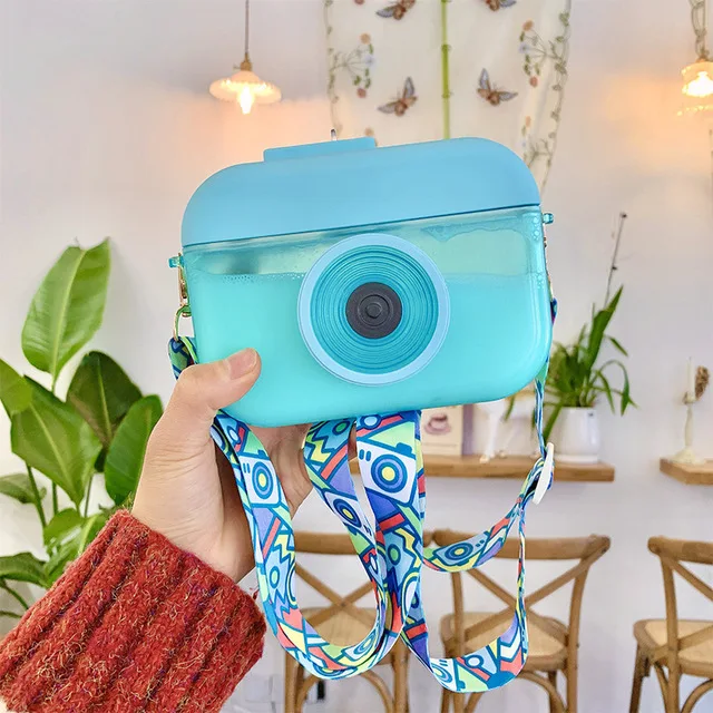 

Cute camera design plastic water bottle kawaii kids water bottle, Blue, purple, yellow, green