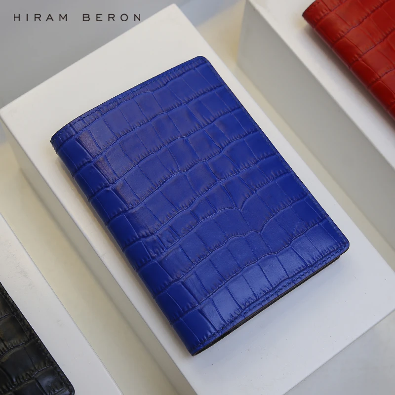 

Hiram Beron Blue Italian leather passport card holder wholesale