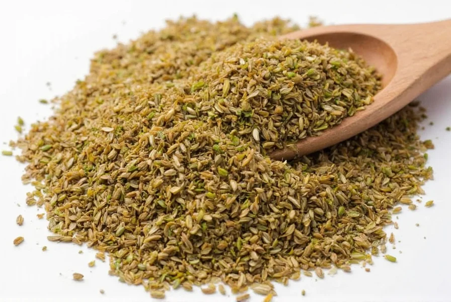 Close-up of whole coriander seeds next to ground coriander powder showing texture difference