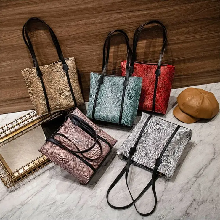 

B10016 Fashionable Striped Print Tote Vintage Fashion Simple Canvas Large Storage Shoulder Bags Handbags For Women, Yellow,red,light gray,blue,pink