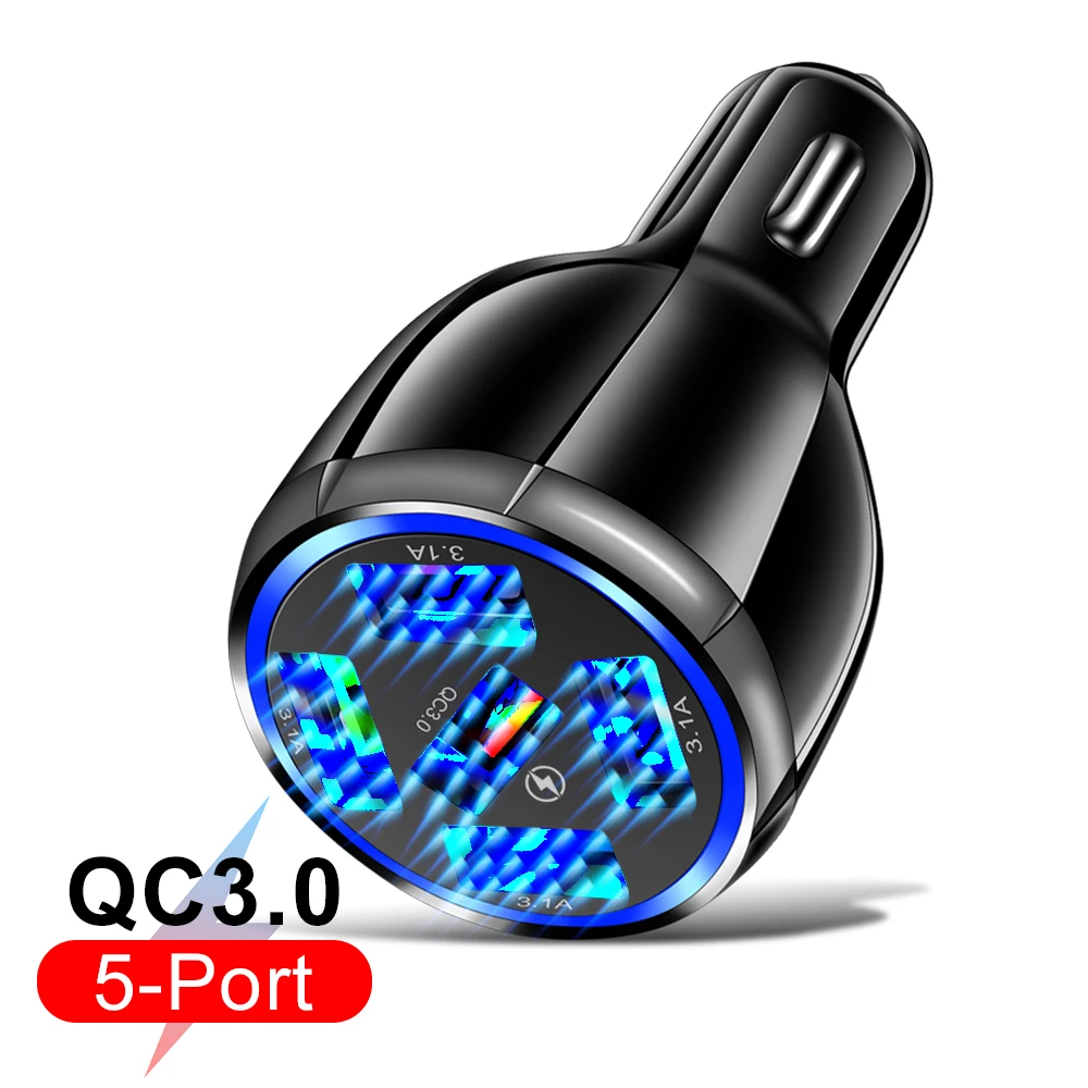 

Free Shipping 1 Sample OK FLOVEME QC3.0 5 USB Multifunctional Mobile Phone Charger Fast Charger Car Charger