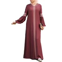 

EGM20524 new arrivals polyester long front open flower print muslim dresses abaya lantern islamic clothing wholesale women dubai