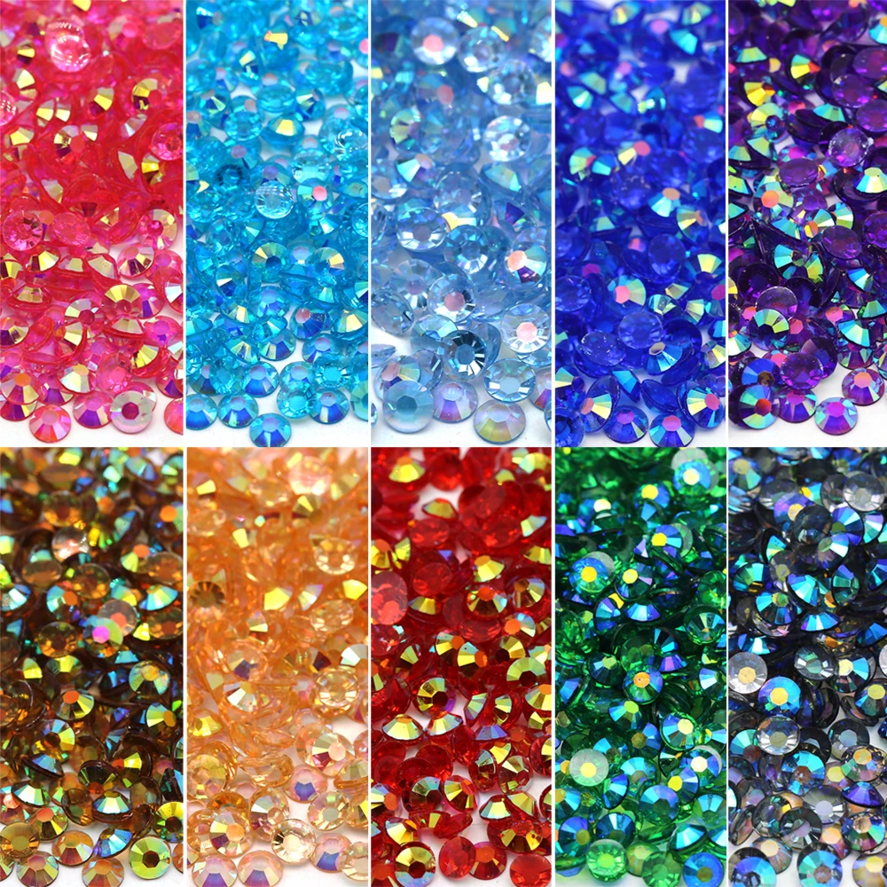 

XULIN 14 Kinds New Color Jelly AB Transparent Bottom Flat Back Jelly AB Resin Rhinestone Wholesale, 2021 12 kinds new transparent botoom jelly ab color