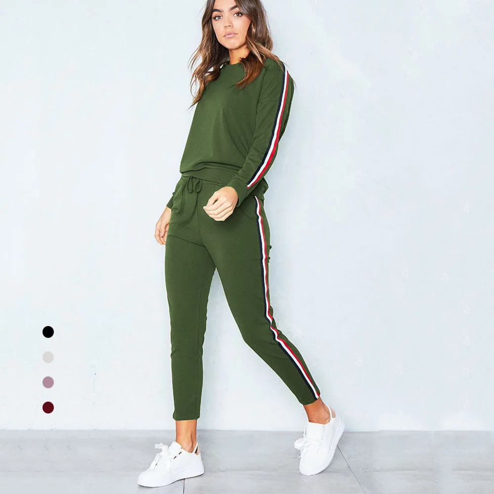 

80% cotton 20% polyester tracksuit girls long sleeve t shirt fitness running tracksuit, As the picture