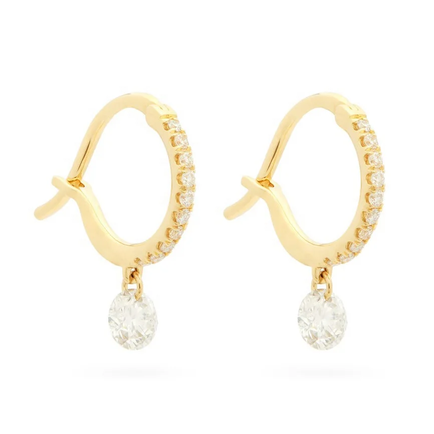 

Gemnel 925 sterling silver latest design diamond 14k gold hoop earrings women jewelry