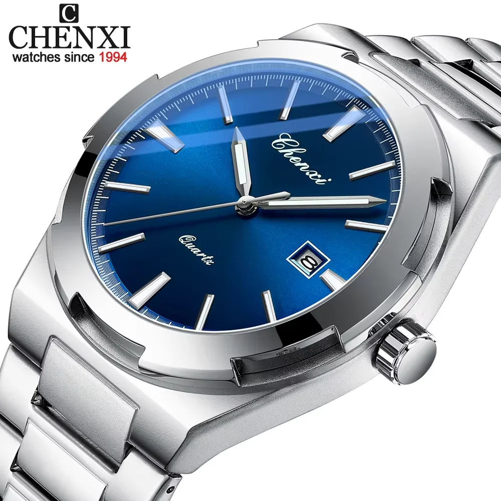 CHENXI Men's Watches 8256 Stainless Steel Watches Luxury Minimalist Quartz Wristwatch Automatic Date Men Business Calendar Watch