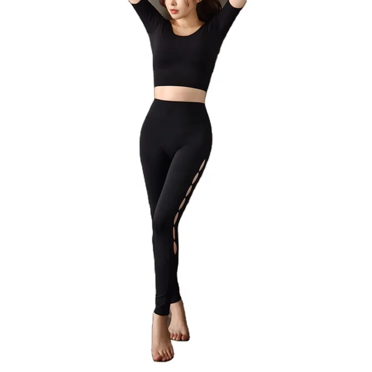 

Sports Set Casual Crop Top Back Hollow Out Quick Dry Pants For Women's Two Piece