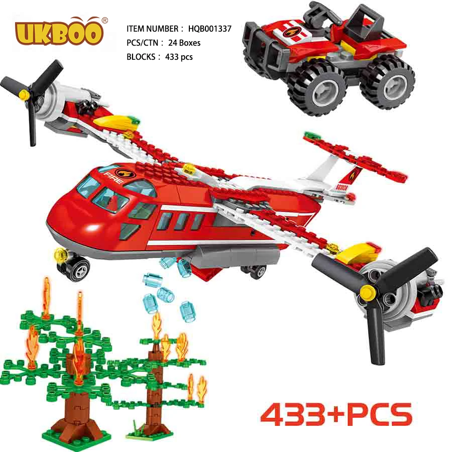 

High quality fire fighting toys plane model block toy fire airplane building blocks