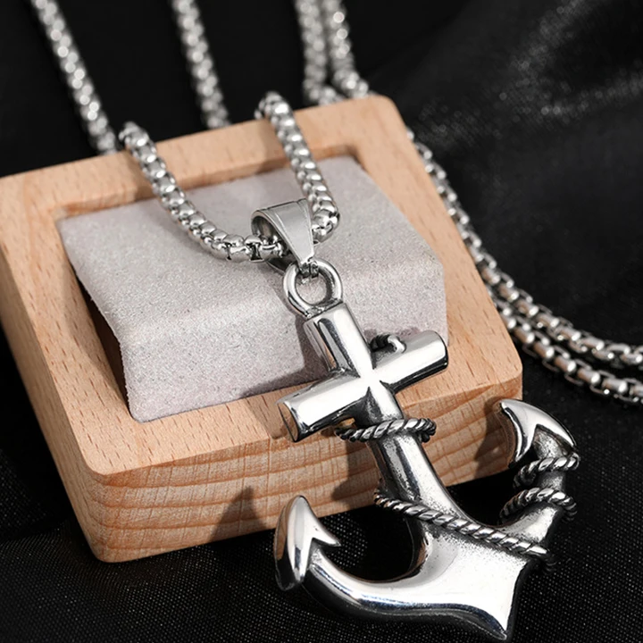 

Fashion Men's Pendant Jewelry Stainless Steel Hip Hop Necklace Anchor Pendant Necklaces For Man Gift, Picture shows