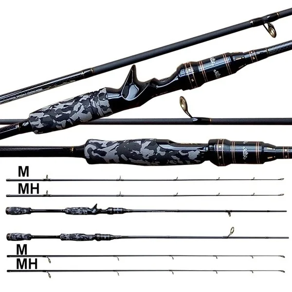 

Update High Quality Carbon Lure Rod M MH Power 2 Tips 1.8M/2.1M/2.4M Casting Spinning Fishing Rod 5-20g 15-40g lure weight, Camouflage