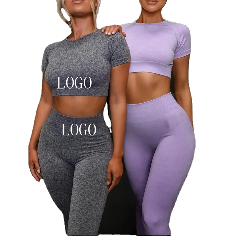 

in stock custom plus size sport ladies gym yoga suit workout clothing women seamless yoga set, Customized colors
