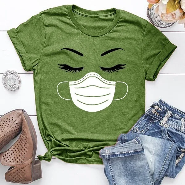 

Eyelashes Print T Shirt Harajuku Funny Female T-shirt Women Top Tees