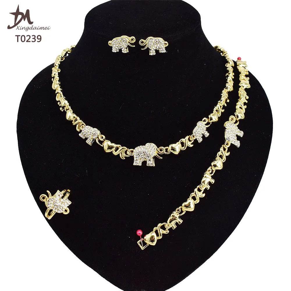 

T0239 Latest design XO 18K gold plated elephant jewelry set jewelry sets for women