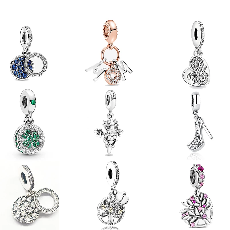 

2021 New 925 Sterling Silver Pink Enamel Lotus Charms Beads Fit Original Pandora Bracelet For Women Jewelry Making