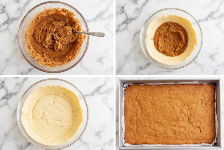 Step-by-step process of making cinnamon roll cake mix with rolled dough and cinnamon sugar mixture