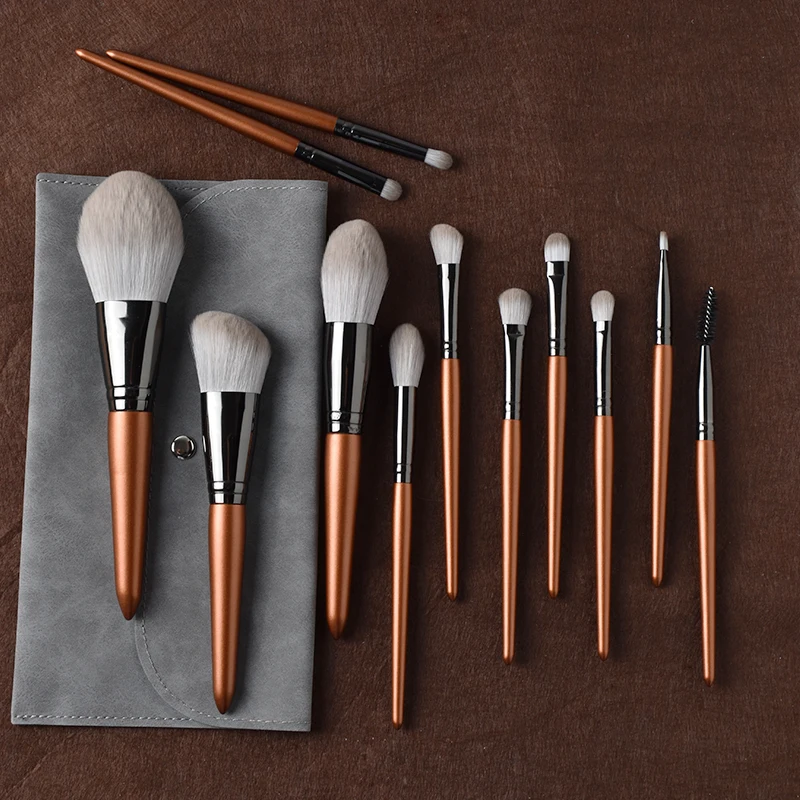 

FEIYAN 12 Pcs Cosmetic Makeup Tool Concealer Lip Eye Shadow Power Blush Foundation Contouring Brush Beauty Makeup Brush