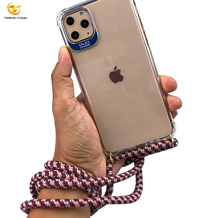 

For iPhone 11 Clear TPU Necklace Case With PPM Adjustable Rope Color, Transparent