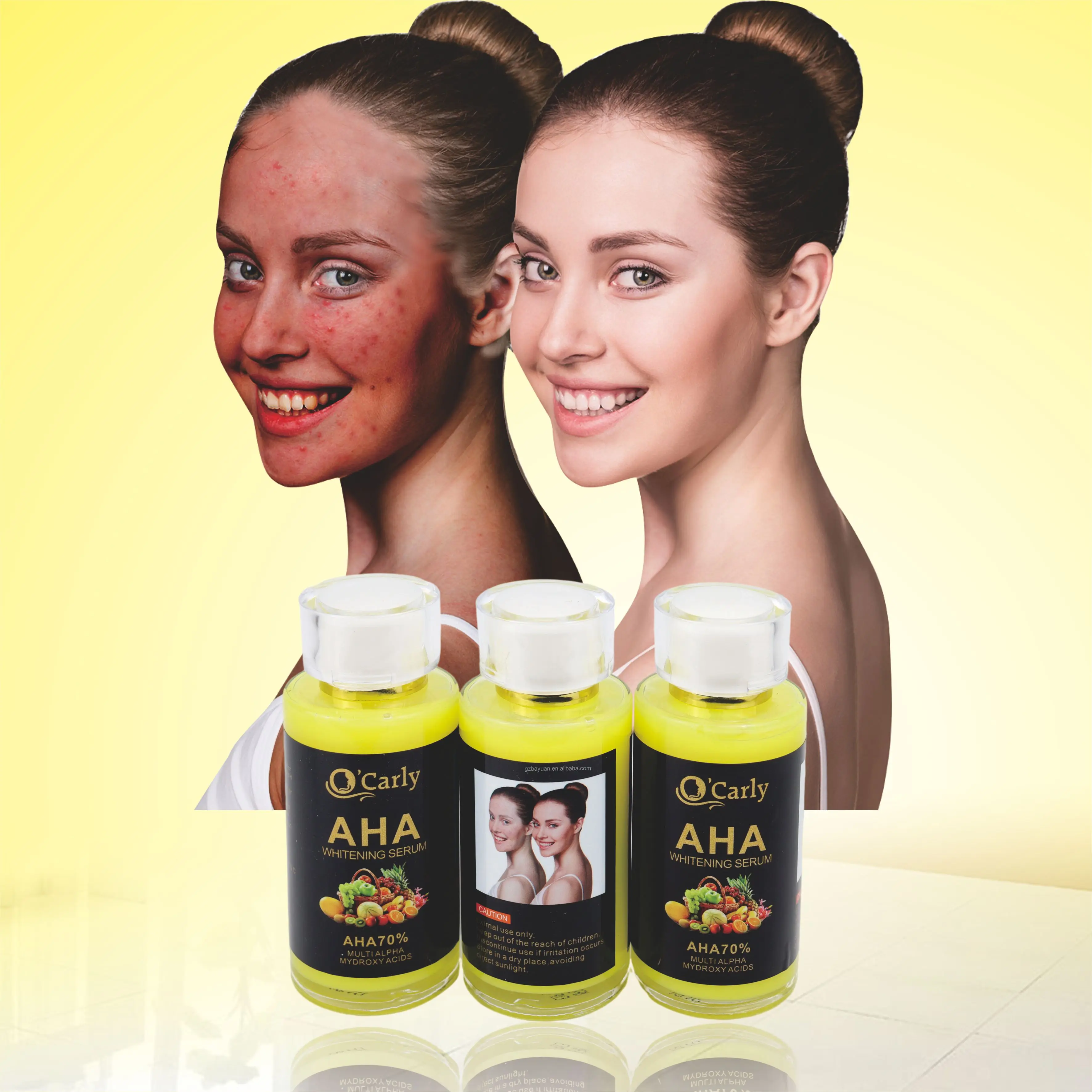 

O'Carly Skincare AHA Whitening Serum Fruits Acid Moisturizing Glutathio Organic Vitamin C Skin Lightening Face Serum