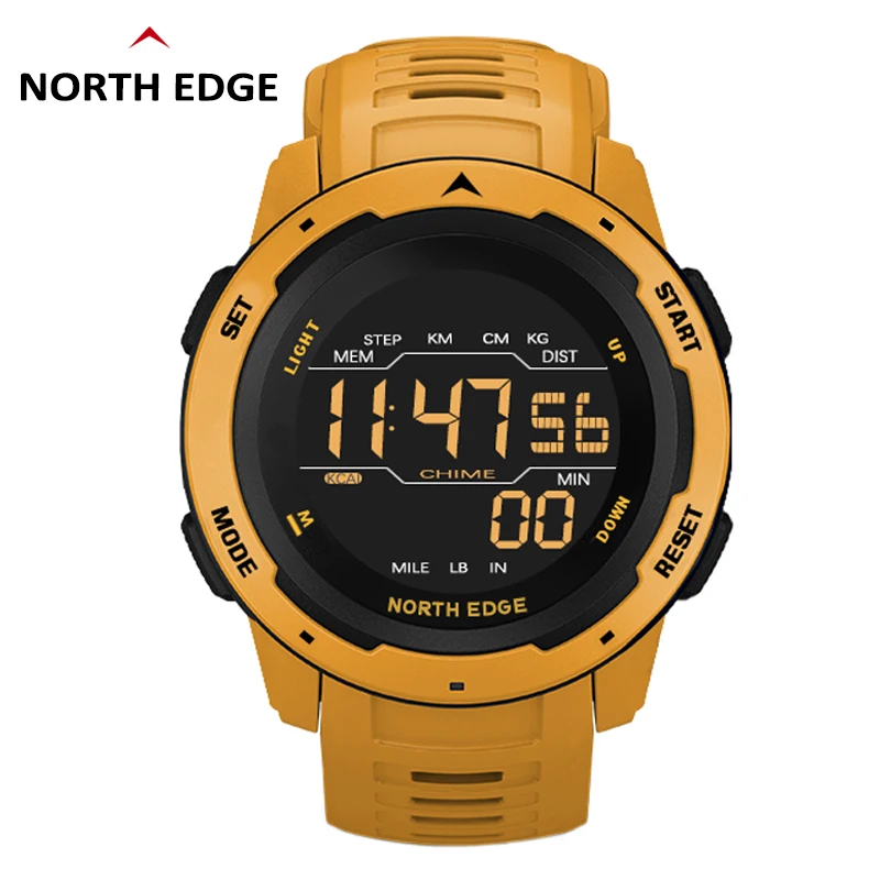 

North Edge New Arrival Outdoor Multi-function Pedometer Sports Watch Calorie Back-light Waterproof Mountaineer Smart Watch, Black,yellow