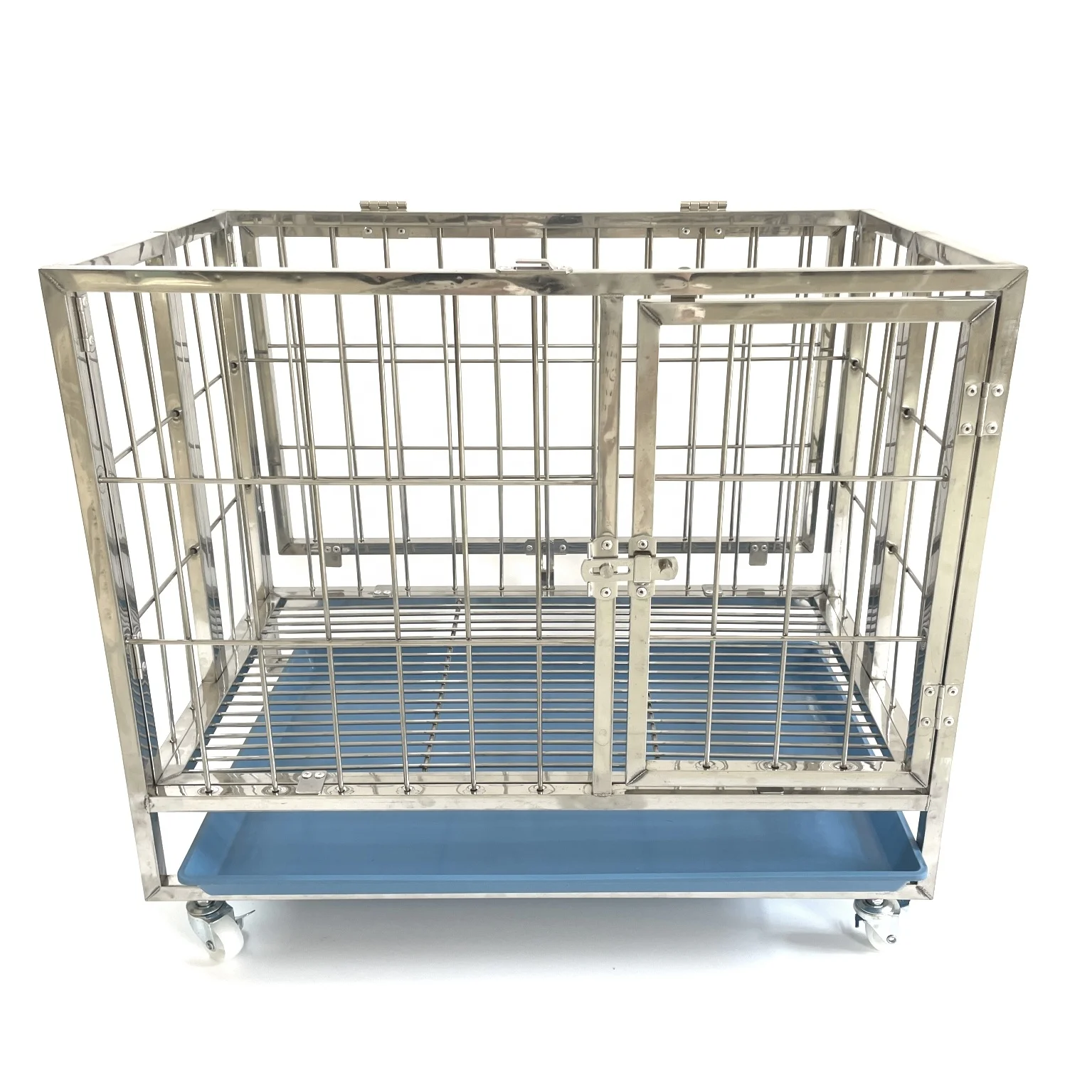 

Durable Full Welding Stainless Cage Pet Cages Dog Crate Dog Kennel, Silver