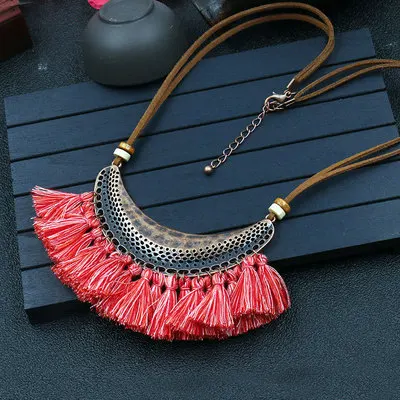 

Hot Sale Fashion African jewelry Statement Necklace Chokers Vintage Multi layers Bohemia Tassel Necklaces For Women jewellery, As picture show