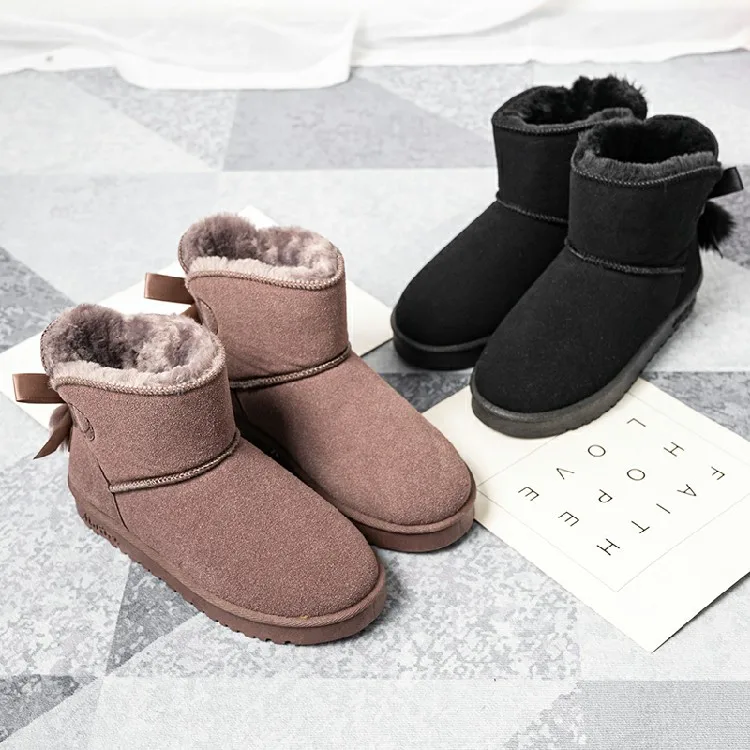 

Bairuilun Winter Fashionable Bowknot Thickened Warm Non-slip Lady's Snow Boots