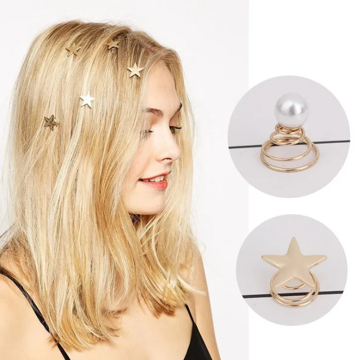 

Wedding Party Bridal Hair Spiraled Pin Star Hairpin Pearl Spiral Clip Hair Decoration