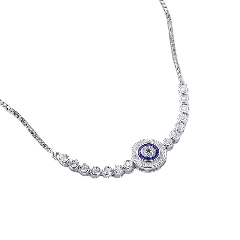 

Elegant Beautiful 925 Sterling Silver Blue Devil Eye Adjustable Chain Tennis Bracelet