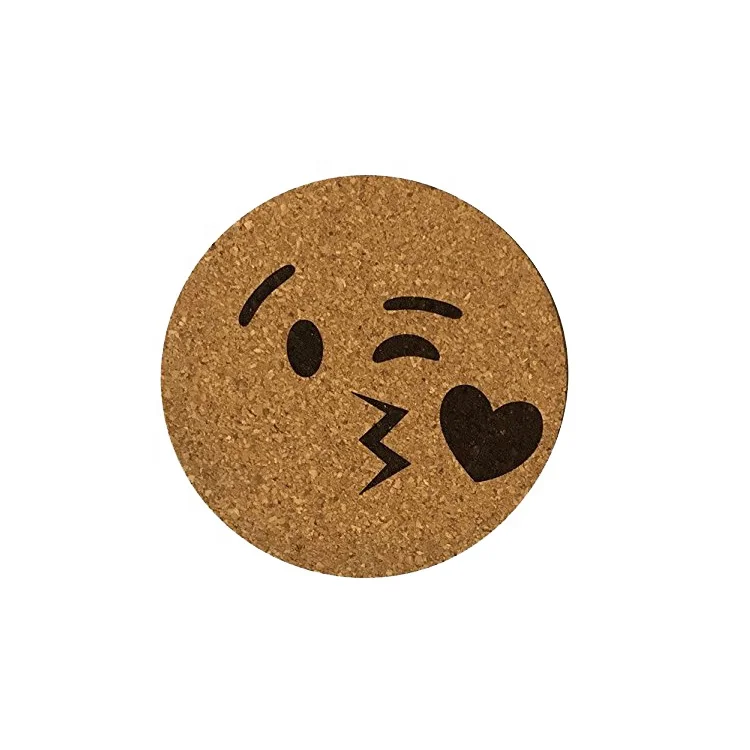 

Classic Emoji Cork Laser Cork Coasters Set of 4 Coasters, Natural cork