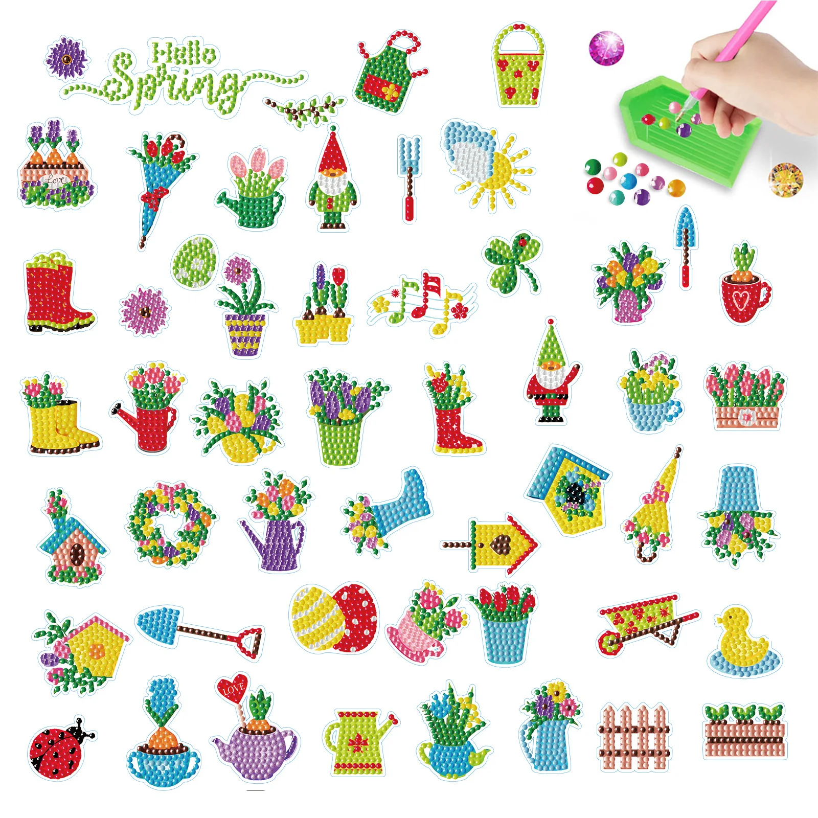 

DIY Diamond Painting Stickers Kits For Kids Cartoon Plants and Animals Stitch Diamond Art Mosaic Sticker Craft Toys Gifts