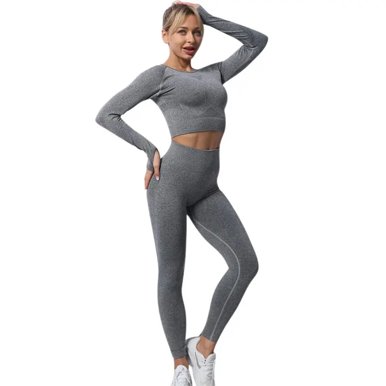 

Yoga Cloth Running Track Pants Long Sleeve Shirts Sports Suits Women Seamless Fitness Yoga Set