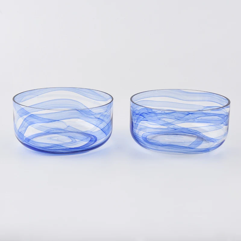 wide glass jars with marble decoration
