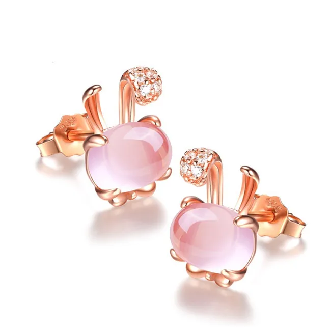 

Cute Rose Gold Bunny Hypoallergenic Pearl Stud Earrings