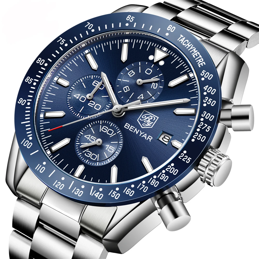 

2020 BENYAR 5140 Mens Watches Top Luxury Brand Fashion Quartz Chronograph Watch Men Military Waterproof Clock Relogio Masculino, Shown