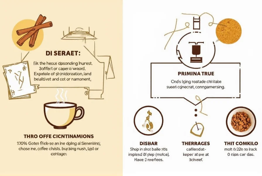Side-by-side comparison of coffee cups with different cinnamon measurements showing visual differences in color and texture