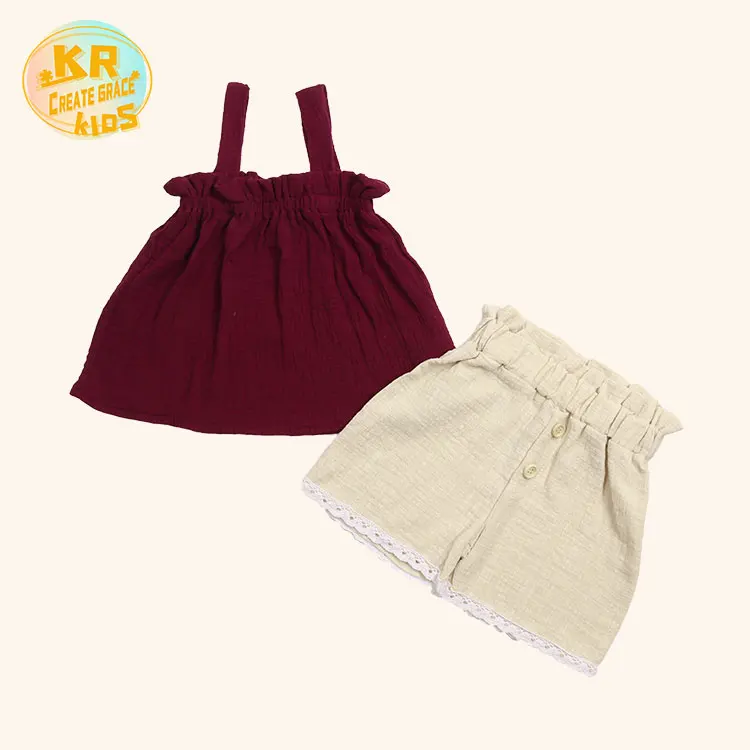 

Newborn baby girls clothing set red condole belt outfit high waist shorts sets toddler girls, Picture shows