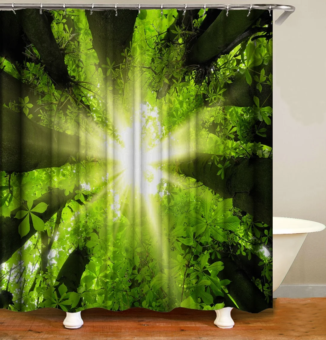 

i@home 3d digital printed nordic decor eco friendly shower curtain with forest polyester, As picture show