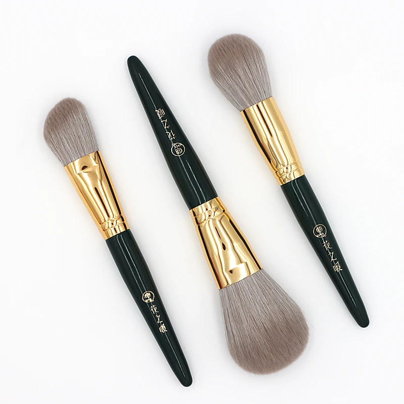 

custom logo 12pcs private label green wood handle makeup brushes set high quality makeup brush