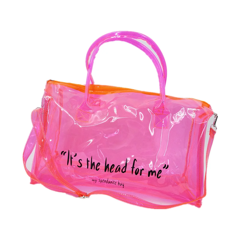 

Women Custom Clear Tote Handbag Gym Bag PVC Transparent Colorful monogram Jelly Make Up Holographic Duffle Bag, Assorted colors