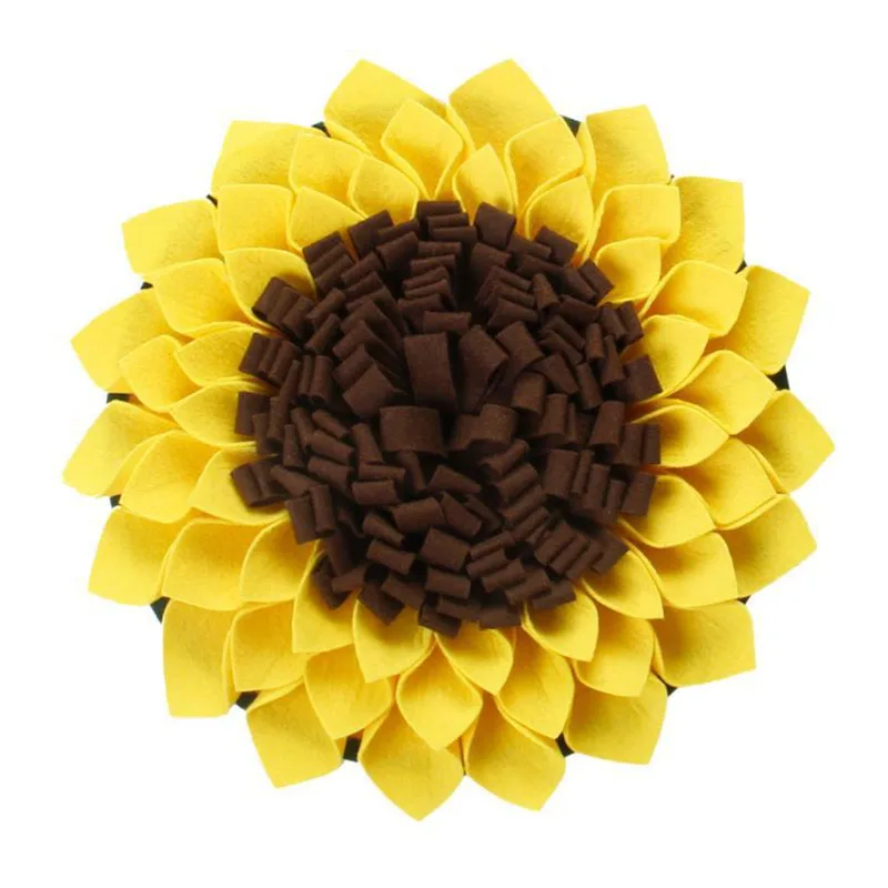 

OEM High Quality Dog Treat Interactive Puzzle Toy Sunflower Design Pet Nose Work Snuffle Mat for All Dogs, Yellow