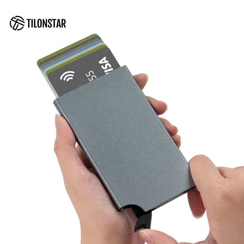 

TILONSTAR Men Metal Card Holder Aluminum Rfid Wallet Card Pocket Holder