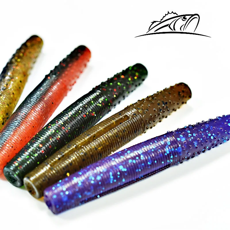 

Bass Carp Bait Finesse Artificial Lures Stick Worm 2.75in 1/7oz 8pcs Ned Rig Soft PTR Floating Bait Soft Fishing Lure, 7colors