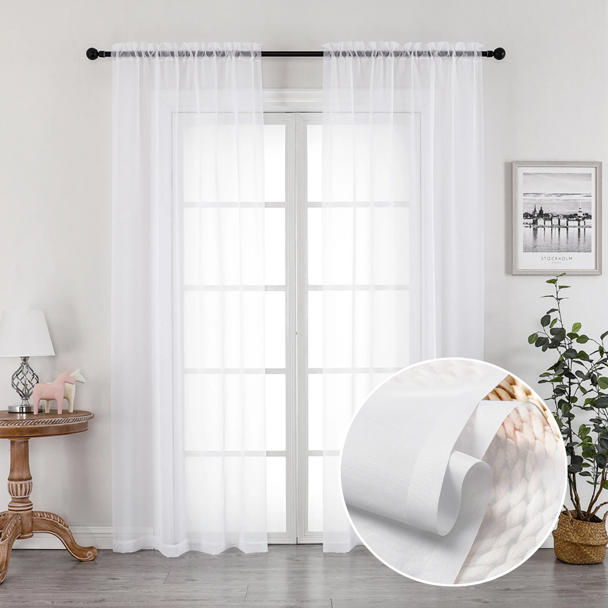 

OWENIE extra long white sheer curtains luxury for the living room window