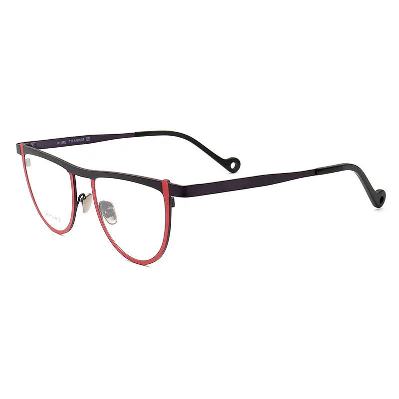 

Men Women Round Two-Toned Pure Beta Titanium Lightweight Fashion Unique Retro Prescription Unisex Eyeglass Frames Red Brown Pink, Purple/red/green/brown