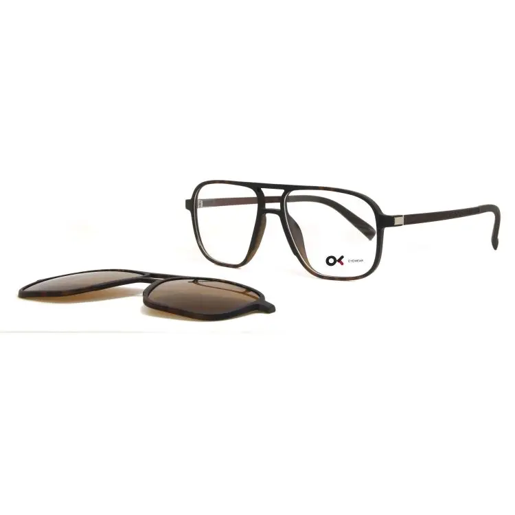 

95172 Fashion Double Bridge Ultem Cat 3 Clip On Eyeglasses Frame Polarized Sunglasses