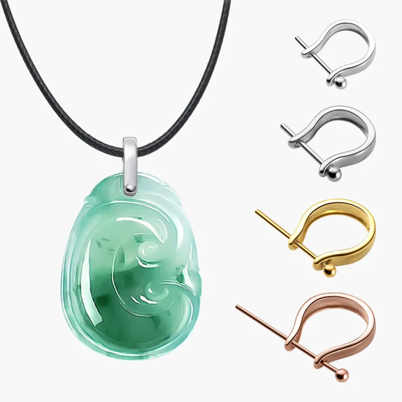 

925 Sterling Silver Pendant Clip Clasp With Pins DIY Connector Buckle Jewelry Accessories Fit Emerald Amber, Silver/ gold/ rose gold