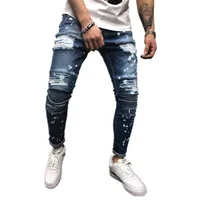 

High quality custom casual destoryed ripped distressed mans denim jeans biker jeans