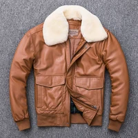 

Men's Genuine Lambskin Thick Warm Motorcycle Wool Collar Leather Jacket Winter